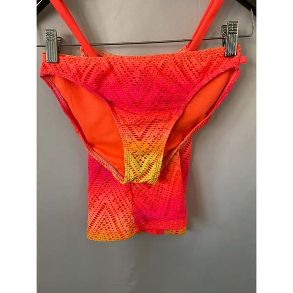 OP Vibrant Orange/Pink Chevron Eyelet Design Tankini/Bottoms 2-Piece Swimsuit - Picture 2 of 9